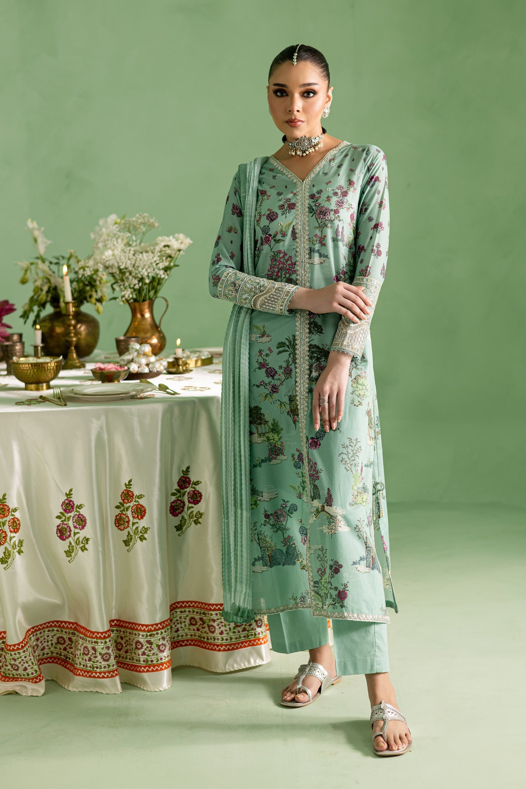 Batik | Chargbagh | Crepe - by - Libasekhas UK - Registered Vendor of : Batik - 100% Original Designer Dresss