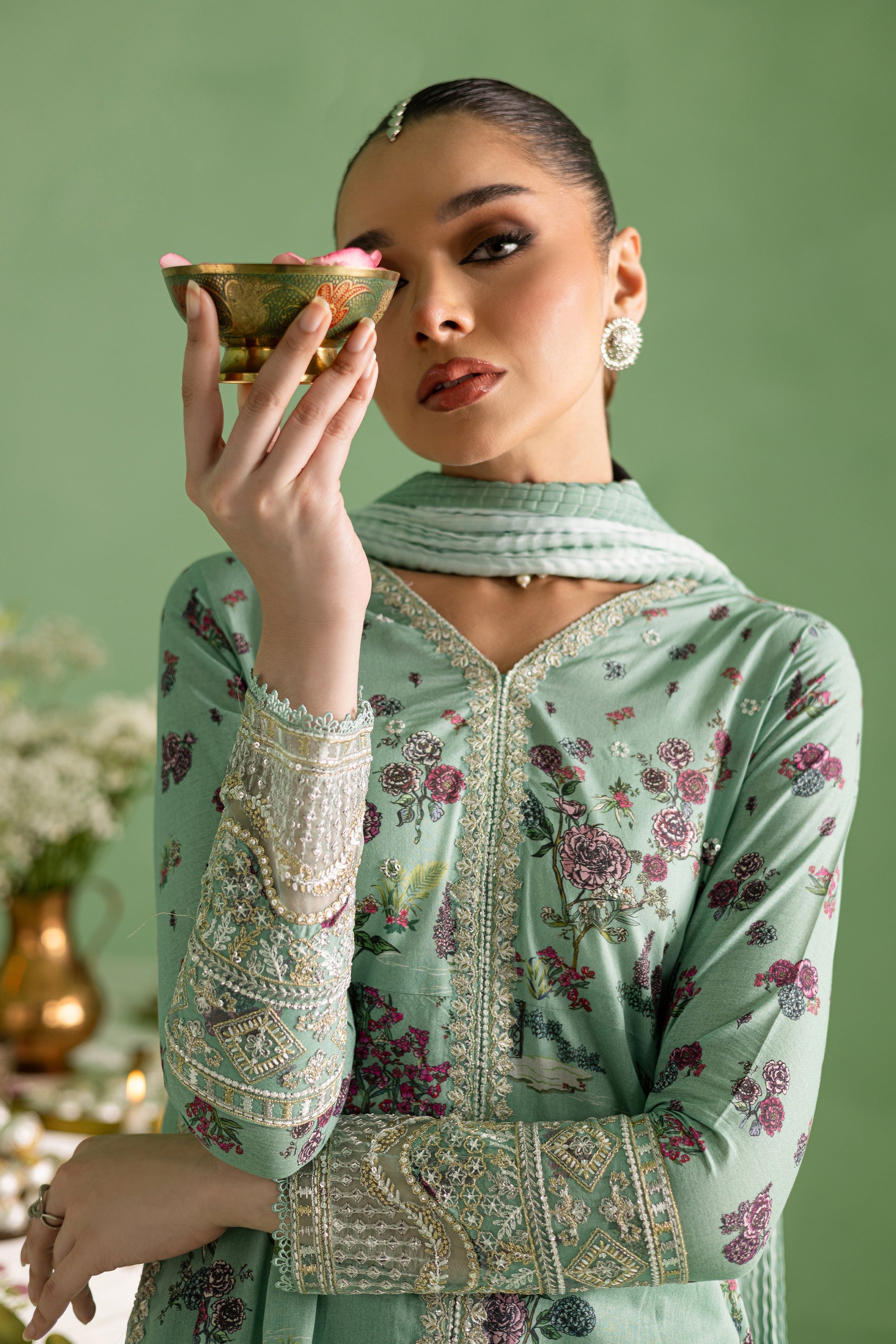 Batik | Chargbagh | Crepe - by - Libasekhas UK - Registered Vendor of : Batik - 100% Original Designer Dresss