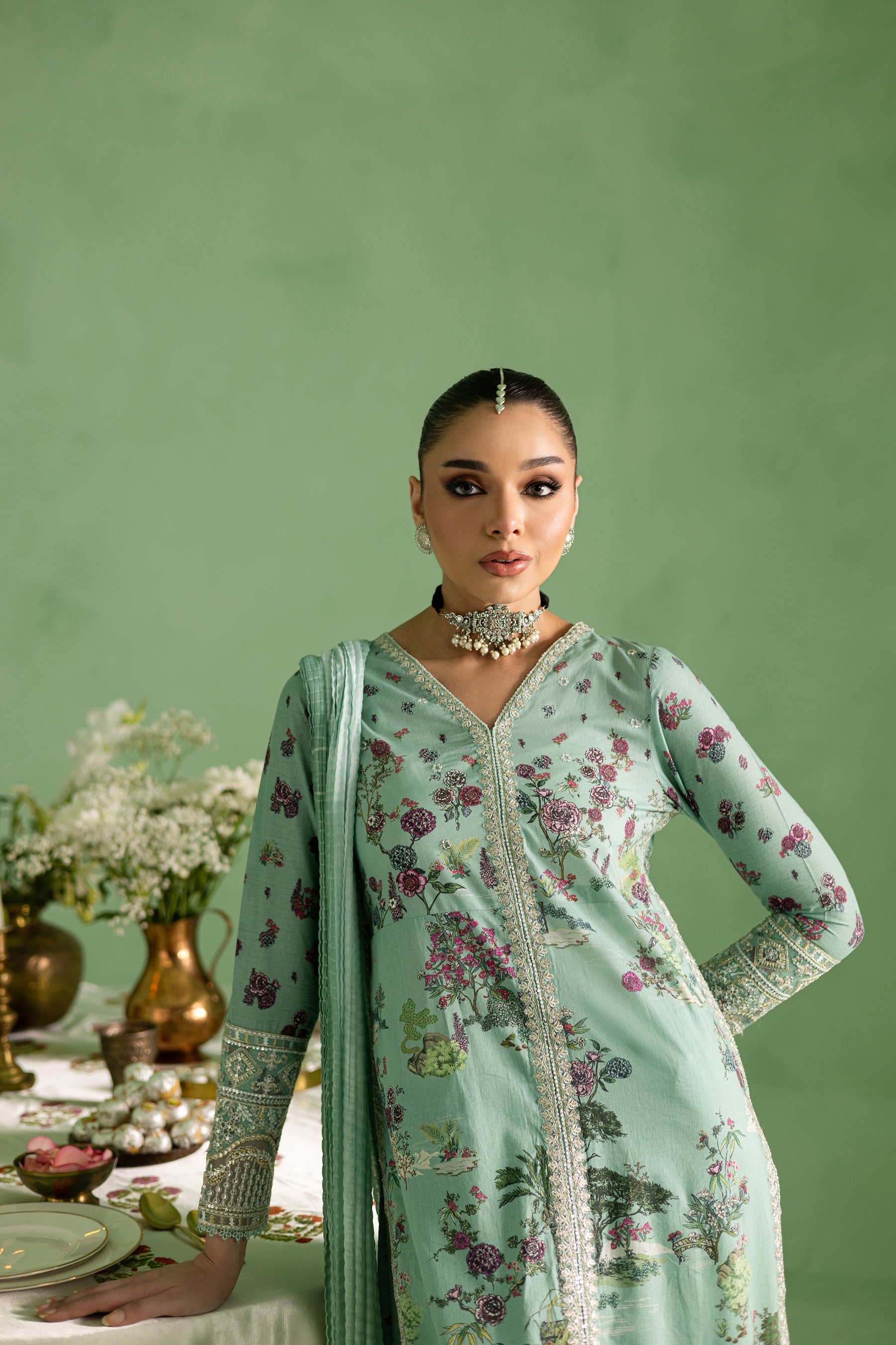 Batik | Chargbagh | Crepe - by - Libasekhas UK - Registered Vendor of : Batik - 100% Original Designer Dresss