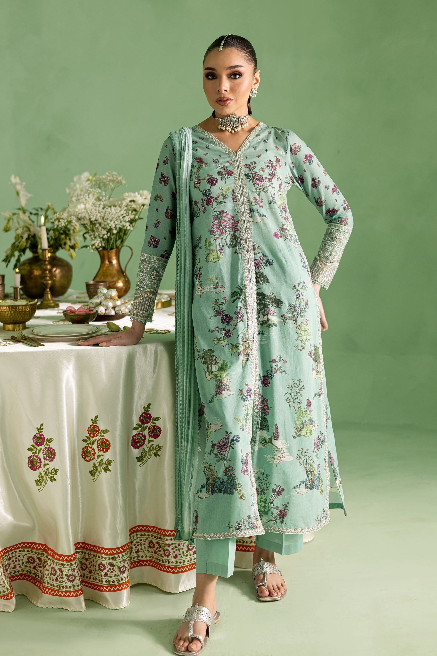 Batik | Chargbagh | Crepe - by - Libasekhas UK - Registered Vendor of : Batik - 100% Original Designer Dresss