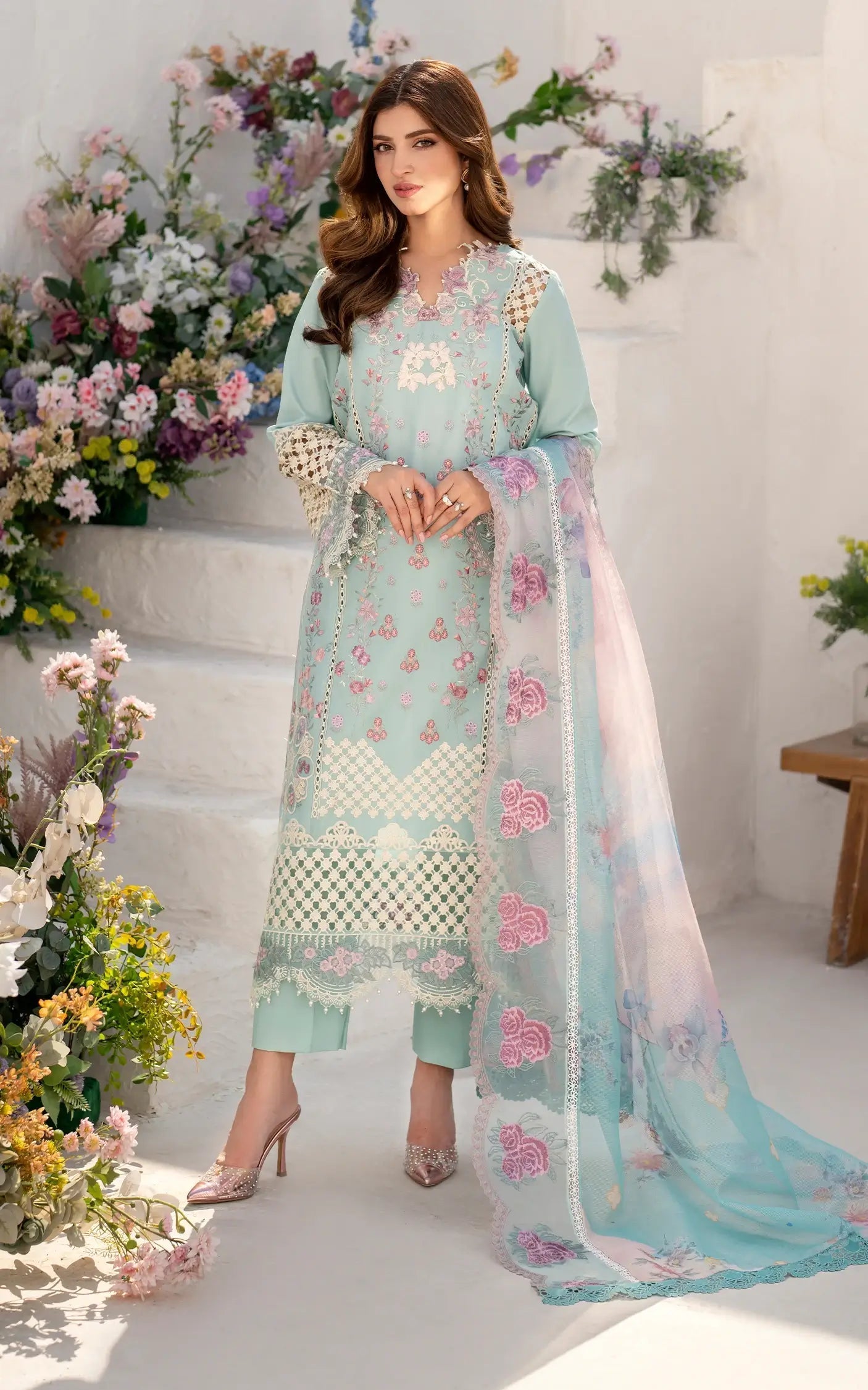 Asifa and Nabeel | Azalia Summer 25 | Bells of Ireland (AZL25-10) - by - Libasekhas UK - Registered Vendor of : Asifa and Nabeel - 100% Original Designer Dresss