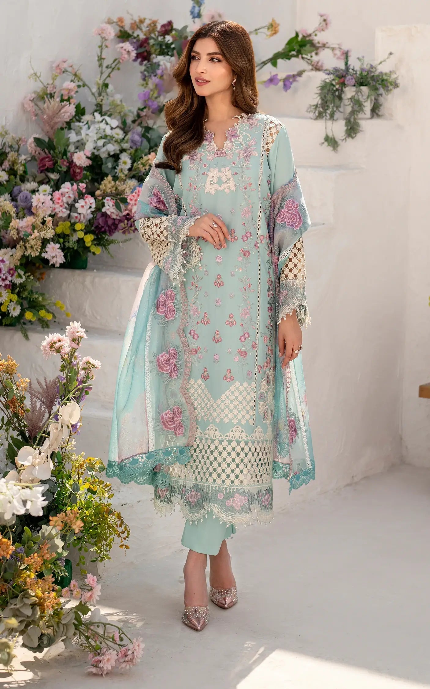 Asifa and Nabeel | Azalia Summer 25 | Bells of Ireland (AZL25-10) - by - Libasekhas UK - Registered Vendor of : Asifa and Nabeel - 100% Original Designer Dresss