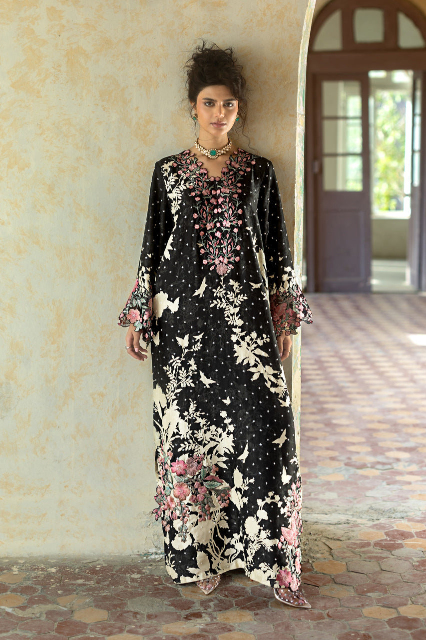 Zainab Chottani | Summer Edition 26 | Black Charm Kaftan - by Libasekhas UK - Registered Vendor of : Zainab Chottani - 100% Original Designer Dress