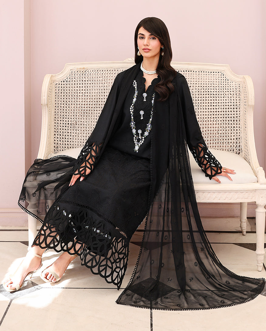 Roheenaz | Veil of Summer Chikankari | Black Lace - by Libasekhas UK - Registered Vendor of : Roheenaz - 100% Original Designer Dress