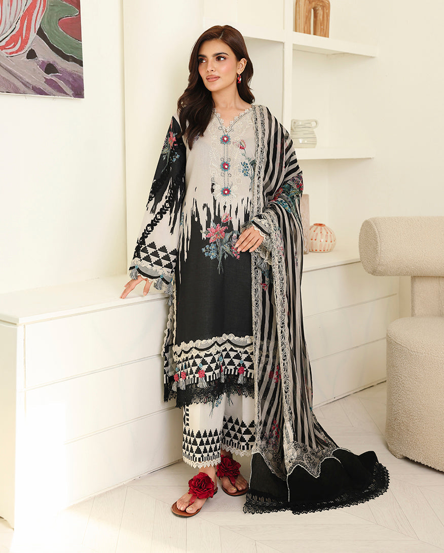 Roheenaz | Petals in Print | Black Petals - by Libasekhas UK - Registered Vendor of : Roheenaz - 100% Original Designer Dress