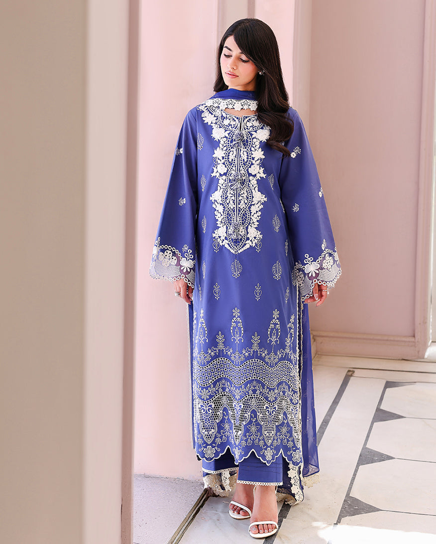Roheenaz | Veil of Summer Chikankari | Blanc Mirage - by Libasekhas UK - Registered Vendor of : Roheenaz - 100% Original Designer Dress