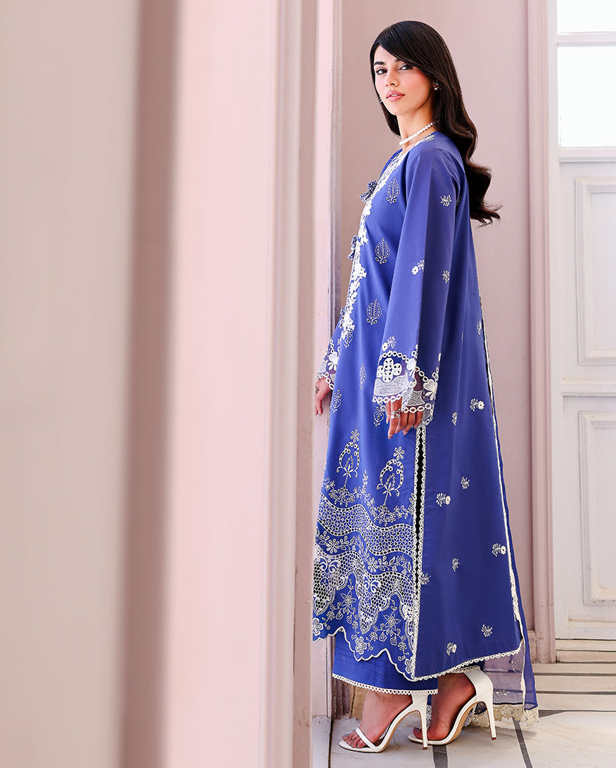 Roheenaz | Veil of Summer Chikankari | Blanc Mirage - by Libasekhas UK - Registered Vendor of : Roheenaz - 100% Original Designer Dress