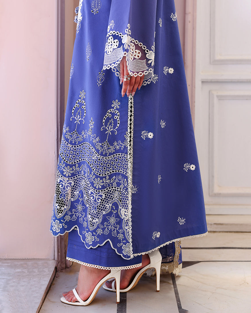 Roheenaz | Veil of Summer Chikankari | Blanc Mirage - by Libasekhas UK - Registered Vendor of : Roheenaz - 100% Original Designer Dress