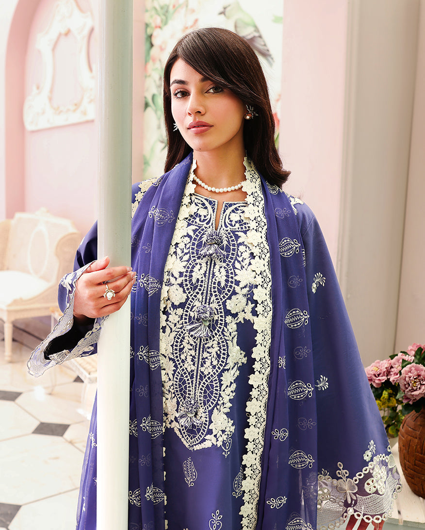Roheenaz | Veil of Summer Chikankari | Blanc Mirage - by Libasekhas UK - Registered Vendor of : Roheenaz - 100% Original Designer Dress
