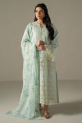 Cross Stitch | Chikankari Lawn 25 | BLUE AURA - by - Libasekhas UK - Registered Vendor of : Cross Stitch - 100% Original Designer Dresss