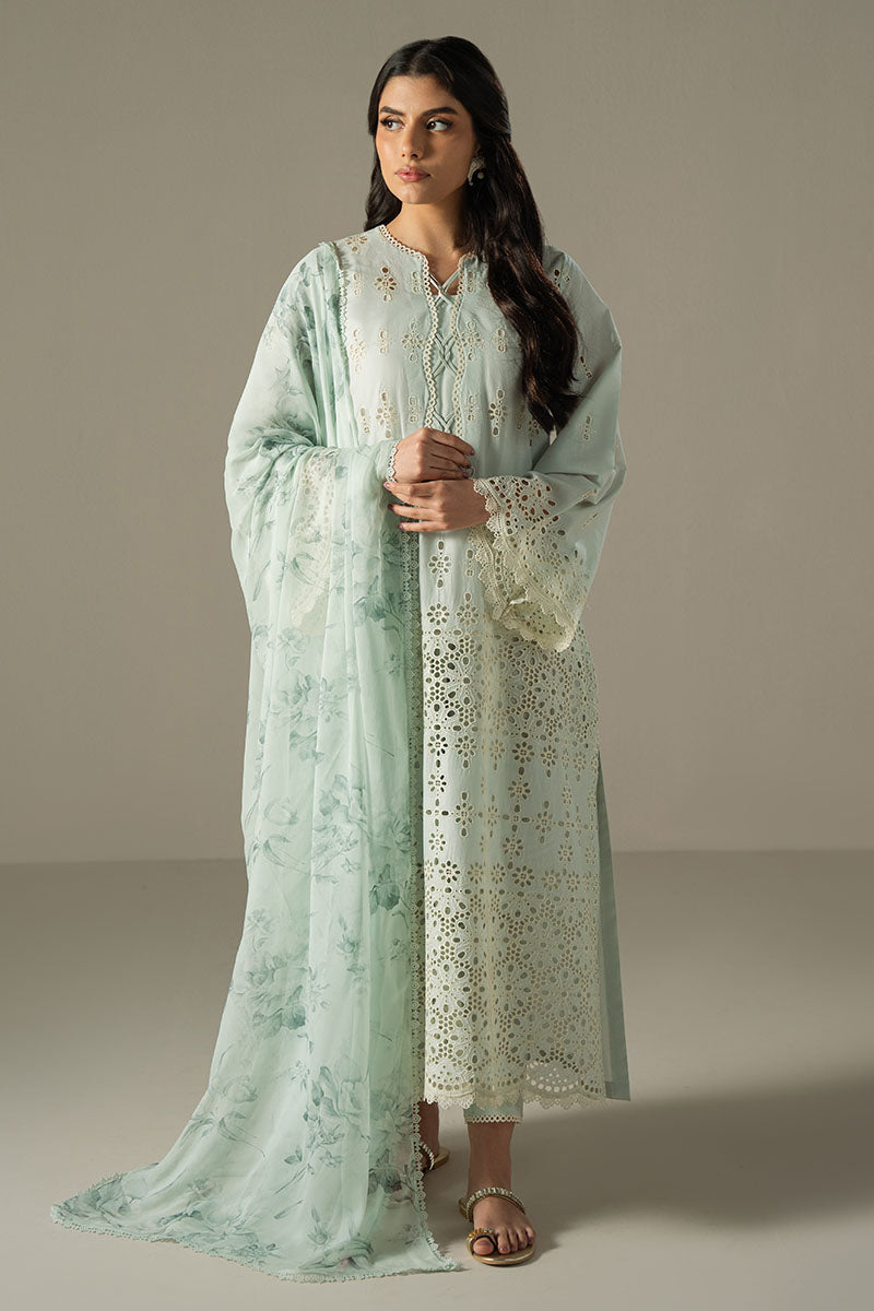 Cross Stitch | Chikankari Lawn 25 | BLUE AURA - by - Libasekhas UK - Registered Vendor of : Cross Stitch - 100% Original Designer Dresss