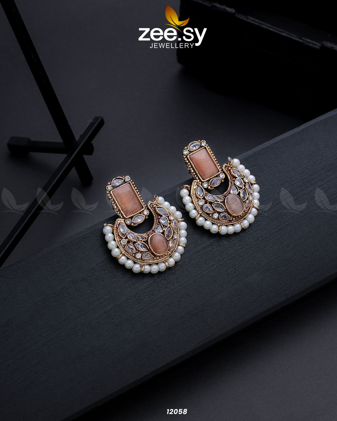 Cluster Pearl Earring - by - Libasekhas UK - Registered Vendor of : Zeesy - 100% Original Designer Dresss