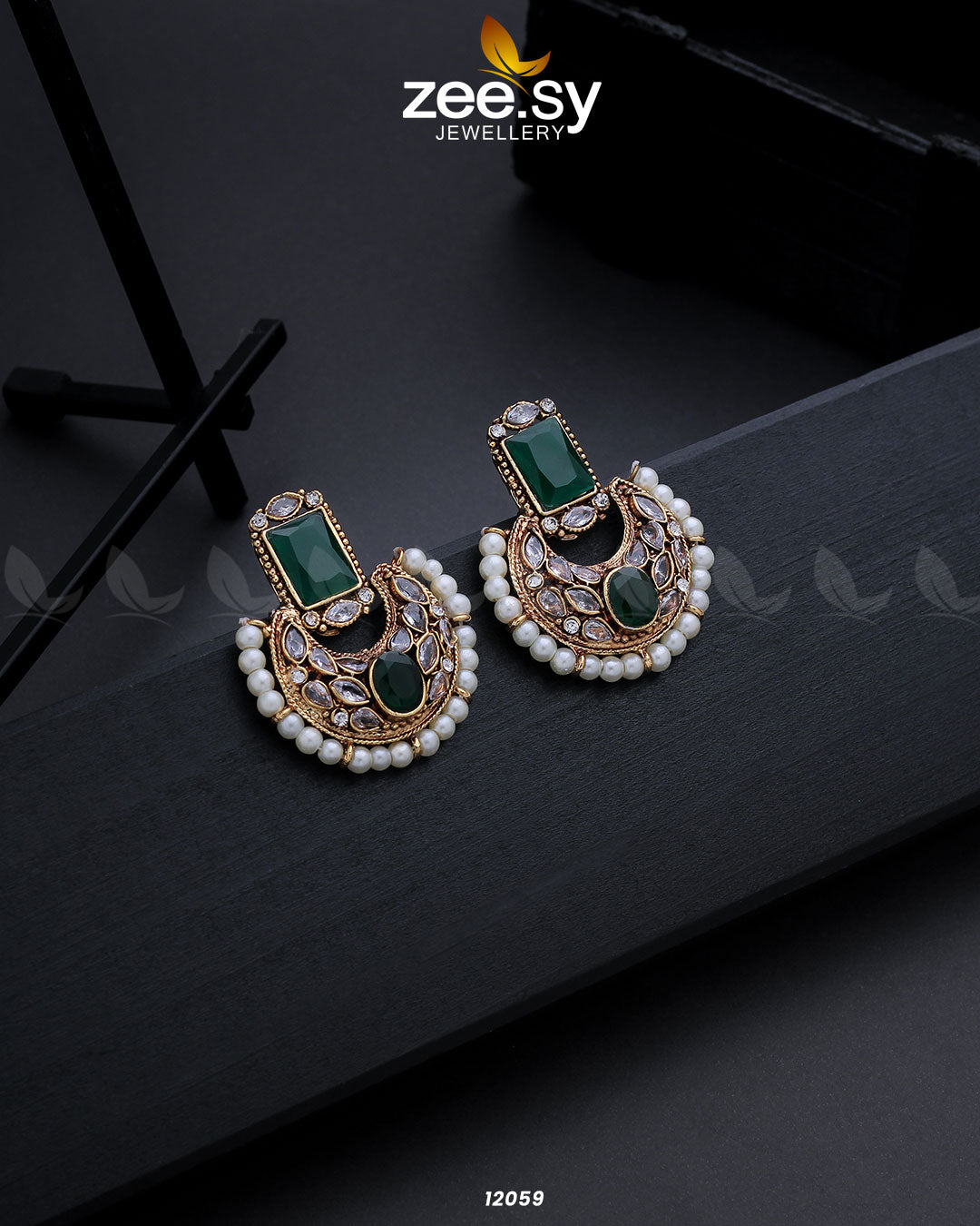 Cluster Pearl Earring - by - Libasekhas UK - Registered Vendor of : Zeesy - 100% Original Designer Dresss