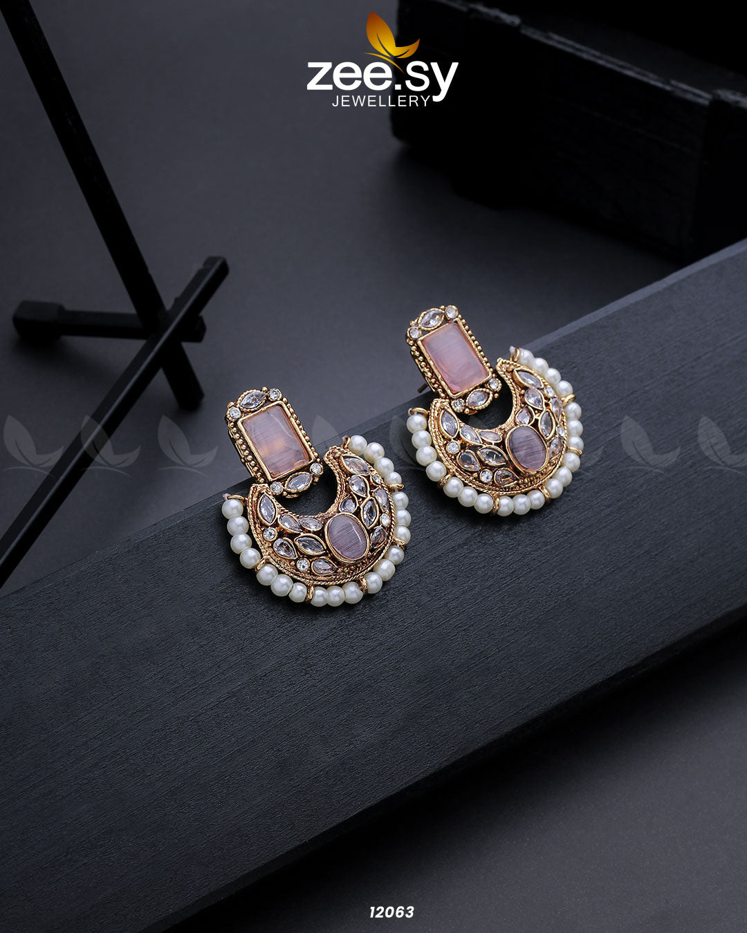 Cluster Pearl Earring - by - Libasekhas UK - Registered Vendor of : Zeesy - 100% Original Designer Dresss