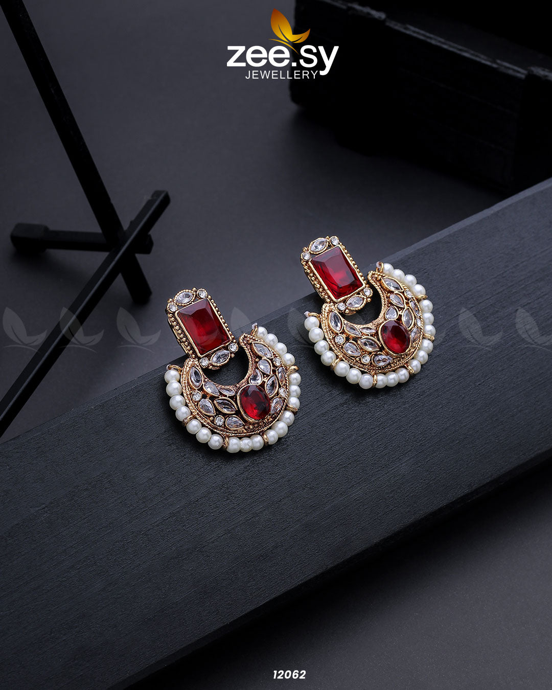 Cluster Pearl Earring - by - Libasekhas UK - Registered Vendor of : Zeesy - 100% Original Designer Dresss