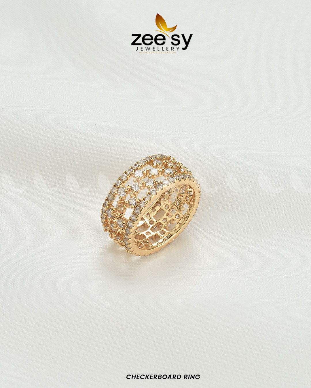 Checkerboard Ring - by - Libasekhas UK - Registered Vendor of : Zeesy - 100% Original Designer Dresss