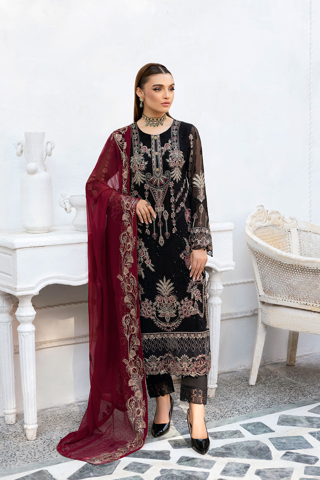 Ramsha | Chevron Chiffon Collection | A-1008 - by - Libasekhas UK - Registered Vendor of : Ramsha - 100% Original Designer Dresss
