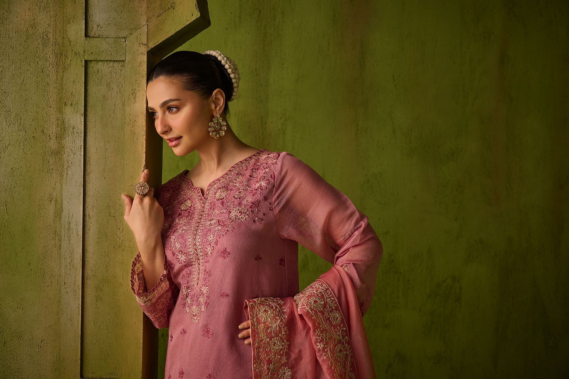 Dhanak | Festive Formals | SS24DU-3193 PINK 3Pcs - by - Libasekhas UK - Registered Vendor of : Saffron - 100% Original Designer Dresss