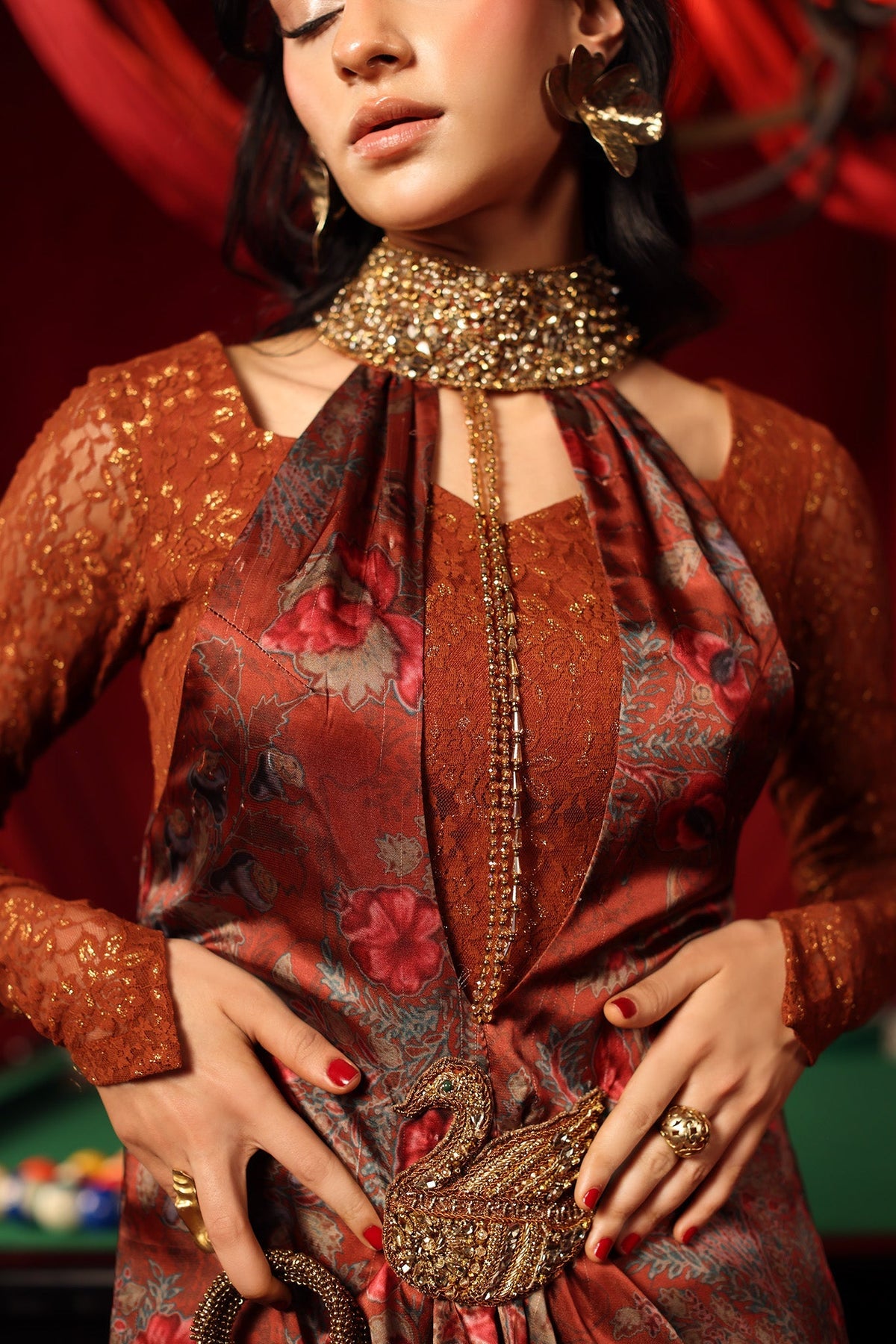 Musferah Saad | The Elite Club | Crimson Sienna - by Libasekhas UK - Registered Vendor of : Musferah Saad - 100% Original Designer Dress