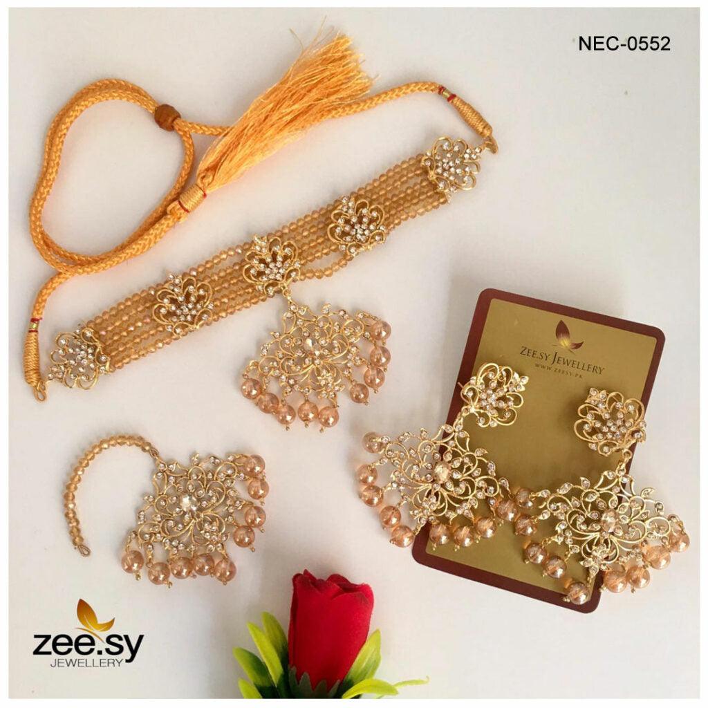 Crystal Necklace-0552 - by - Libasekhas UK - Registered Vendor of : Zeesy - 100% Original Designer Dresss