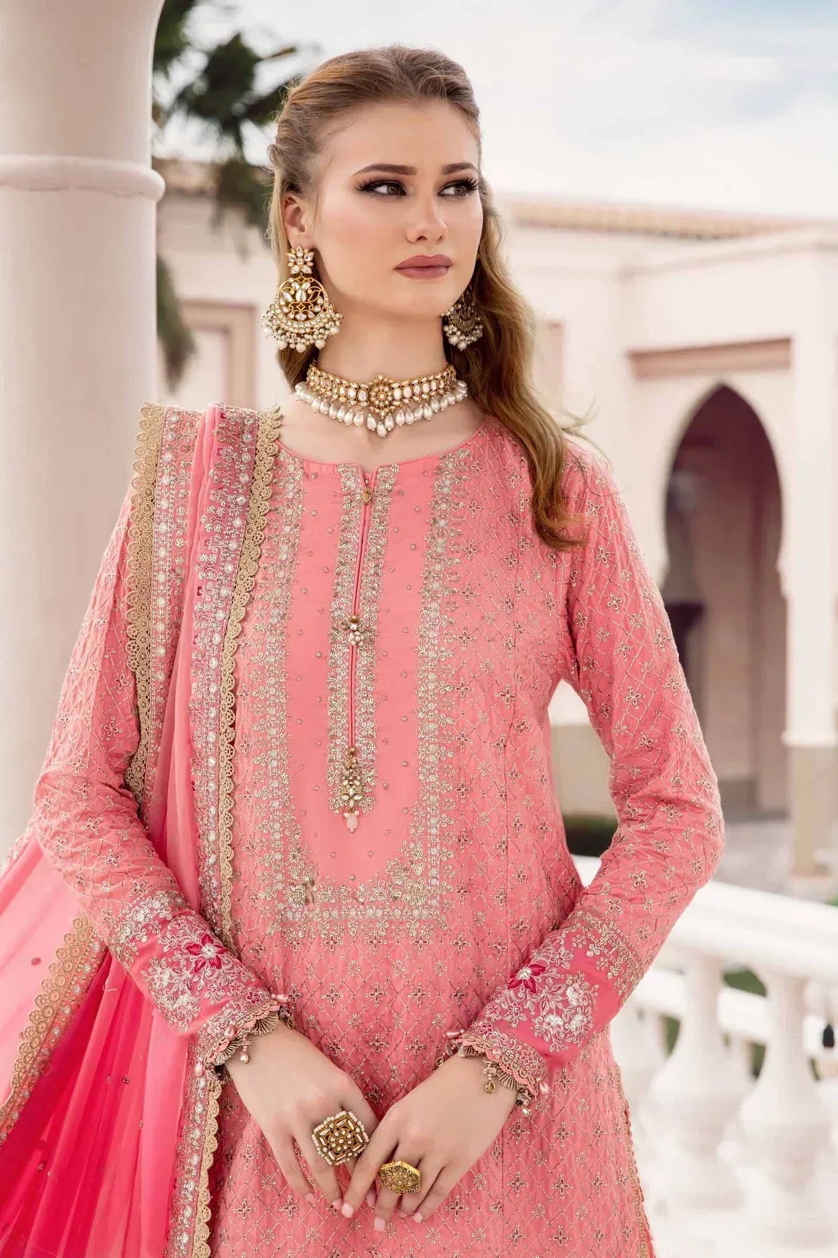 Maria B | Sateen Formals 23 | Candy Pink CST-701 - by - Libasekhas UK - Registered Vendor of : Maria B - 100% Original Designer Dresss