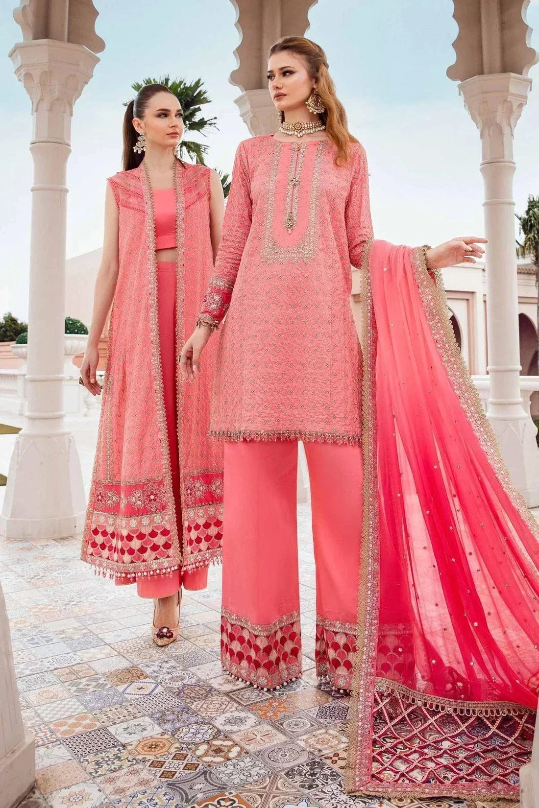 Maria B | Sateen Formals 23 | Candy Pink CST-701 - by - Libasekhas UK - Registered Vendor of : Maria B - 100% Original Designer Dresss