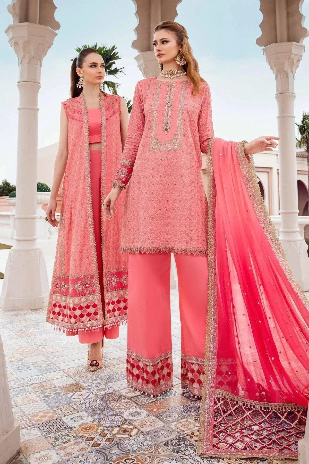 Maria B | Sateen Formals 23 | Candy Pink CST-701 - by - Libasekhas UK - Registered Vendor of : Maria B - 100% Original Designer Dresss