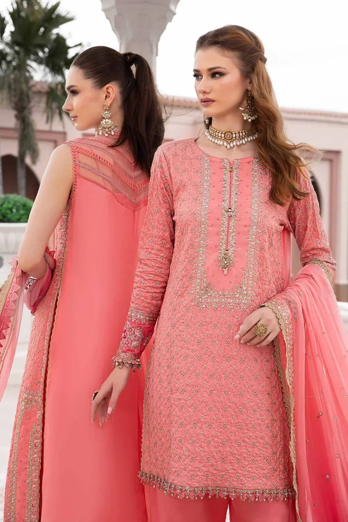 Maria B | Sateen Formals 23 | Candy Pink CST-701 - by - Libasekhas UK - Registered Vendor of : Maria B - 100% Original Designer Dresss