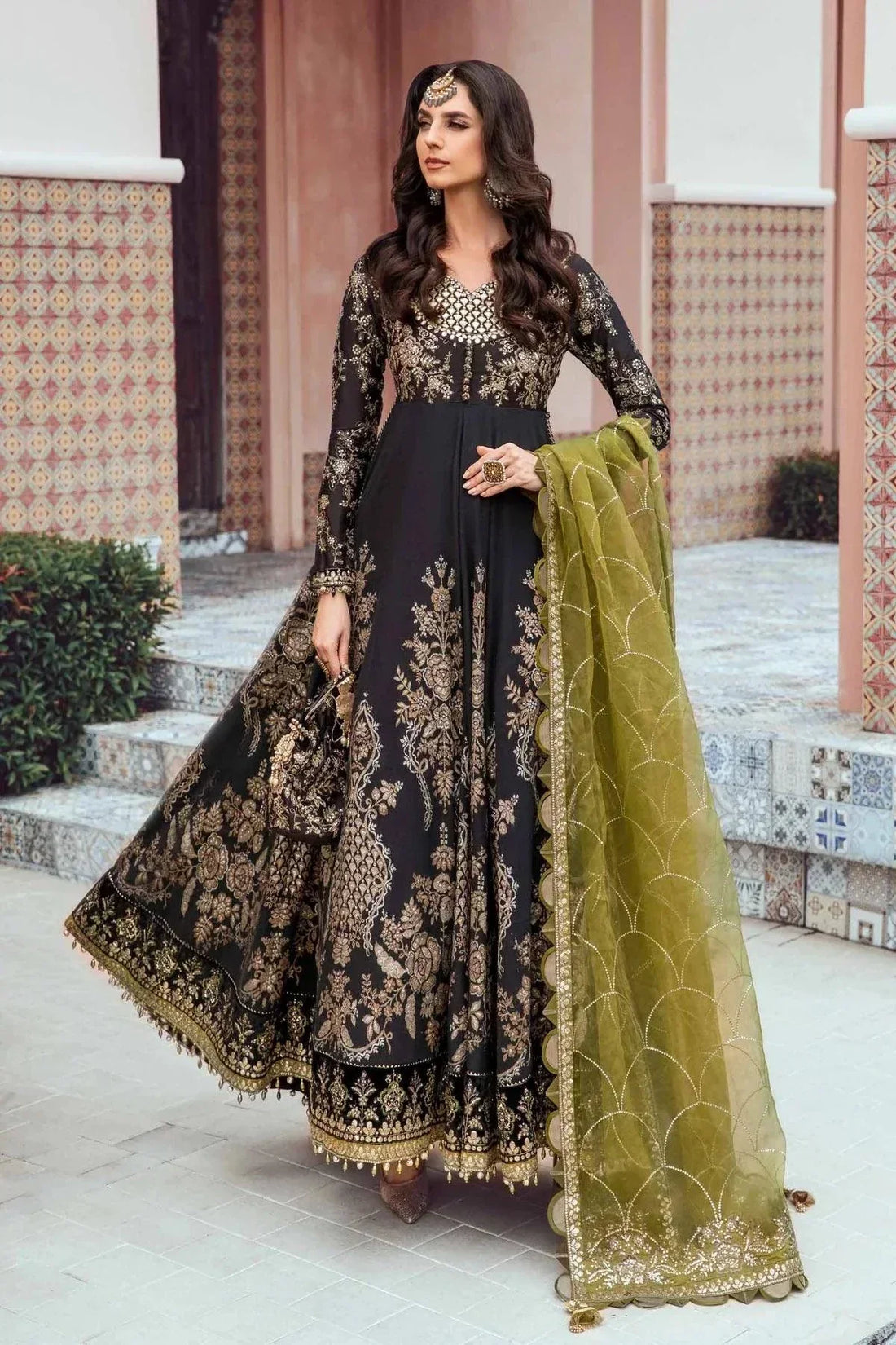 Maria B | Sateen Formals 23 | Black CST-703 - by - Libasekhas UK - Registered Vendor of : Maria B - 100% Original Designer Dresss