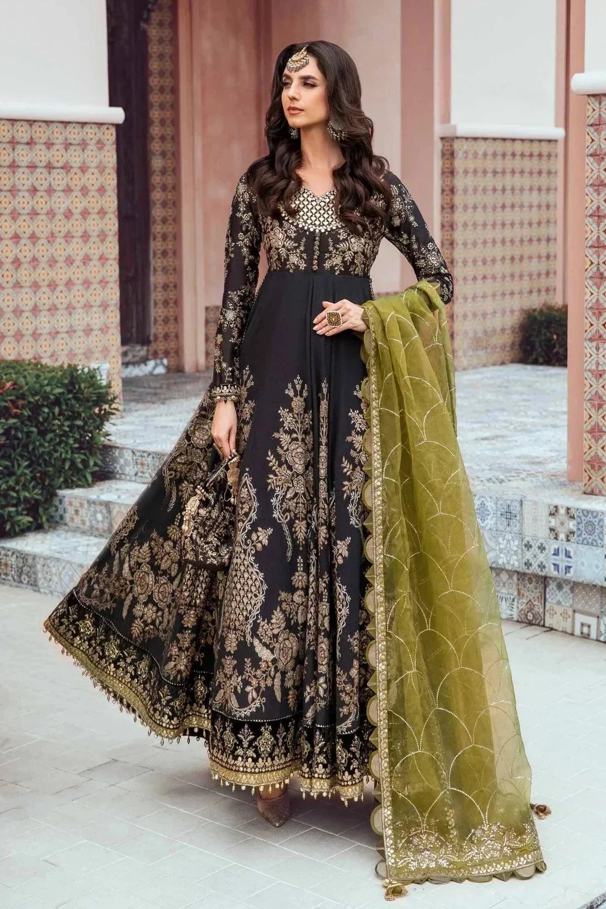 Maria B | Sateen Formals 23 | Black CST-703 - by - Libasekhas UK - Registered Vendor of : Maria B - 100% Original Designer Dresss