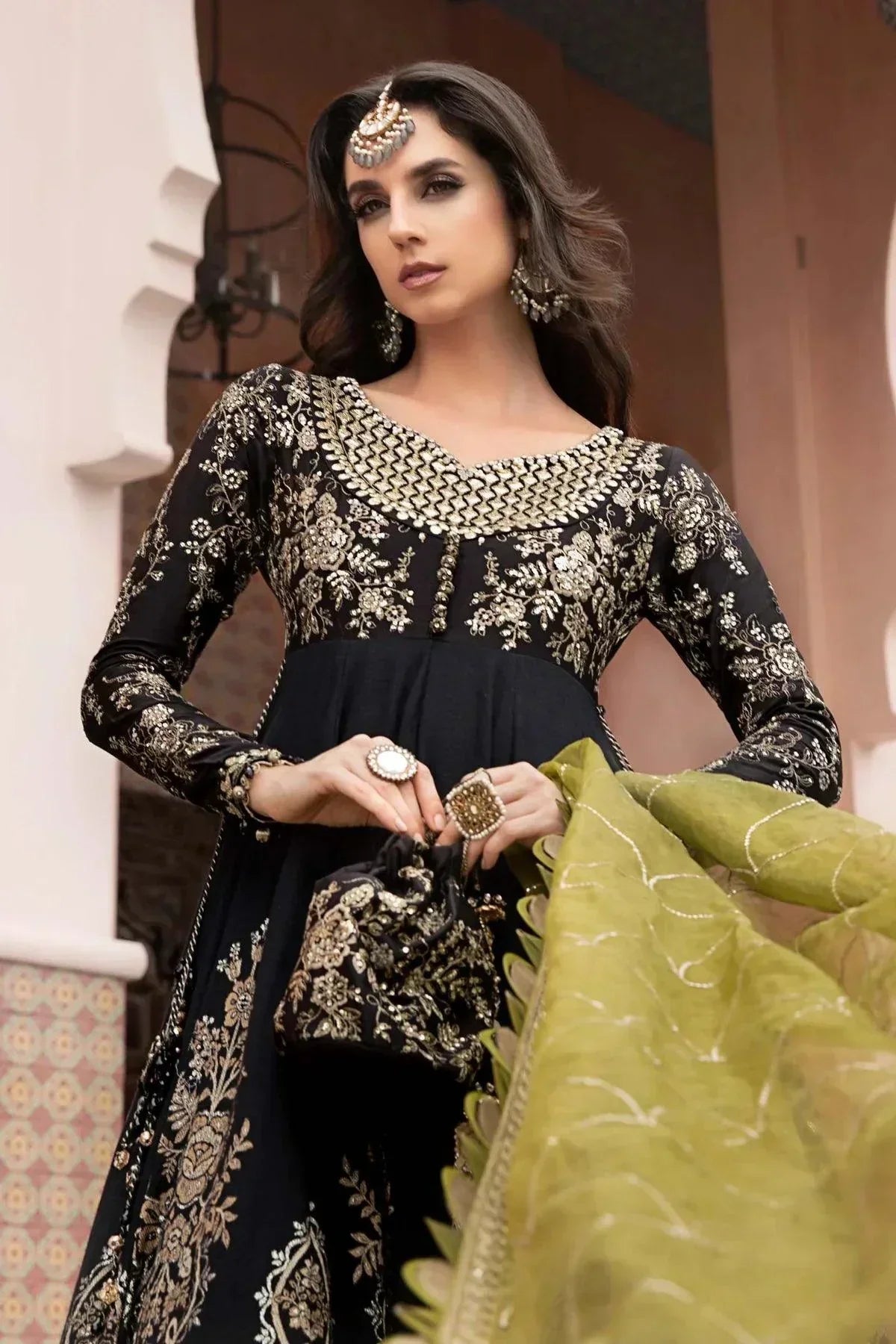 Maria B | Sateen Formals 23 | Black CST-703 - by - Libasekhas UK - Registered Vendor of : Maria B - 100% Original Designer Dresss