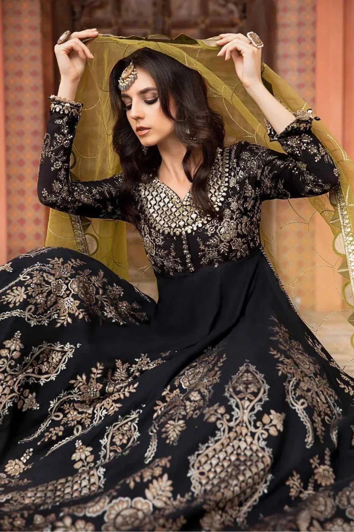 Maria B | Sateen Formals 23 | Black CST-703 - by - Libasekhas UK - Registered Vendor of : Maria B - 100% Original Designer Dresss