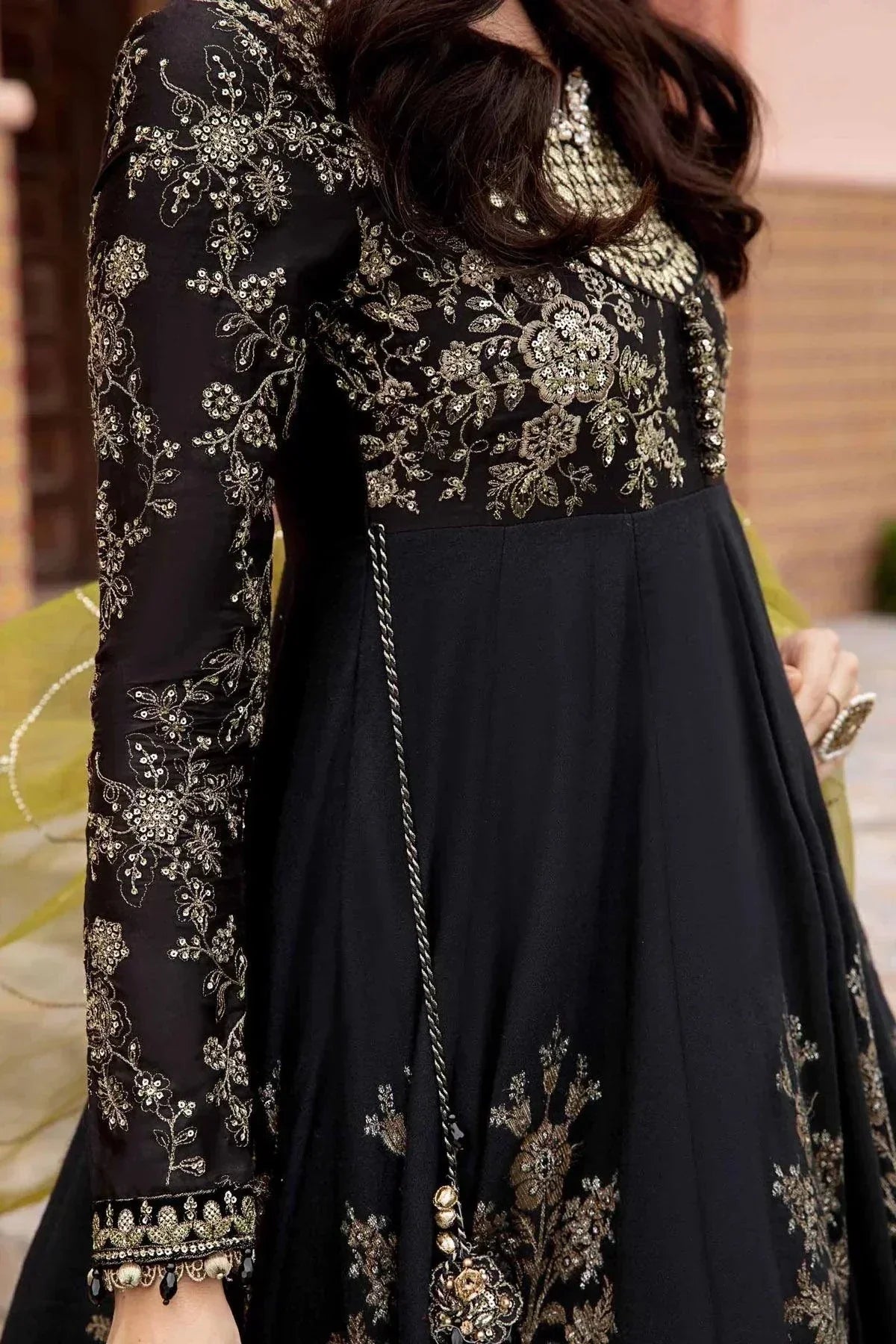 Maria B | Sateen Formals 23 | Black CST-703 - by - Libasekhas UK - Registered Vendor of : Maria B - 100% Original Designer Dresss