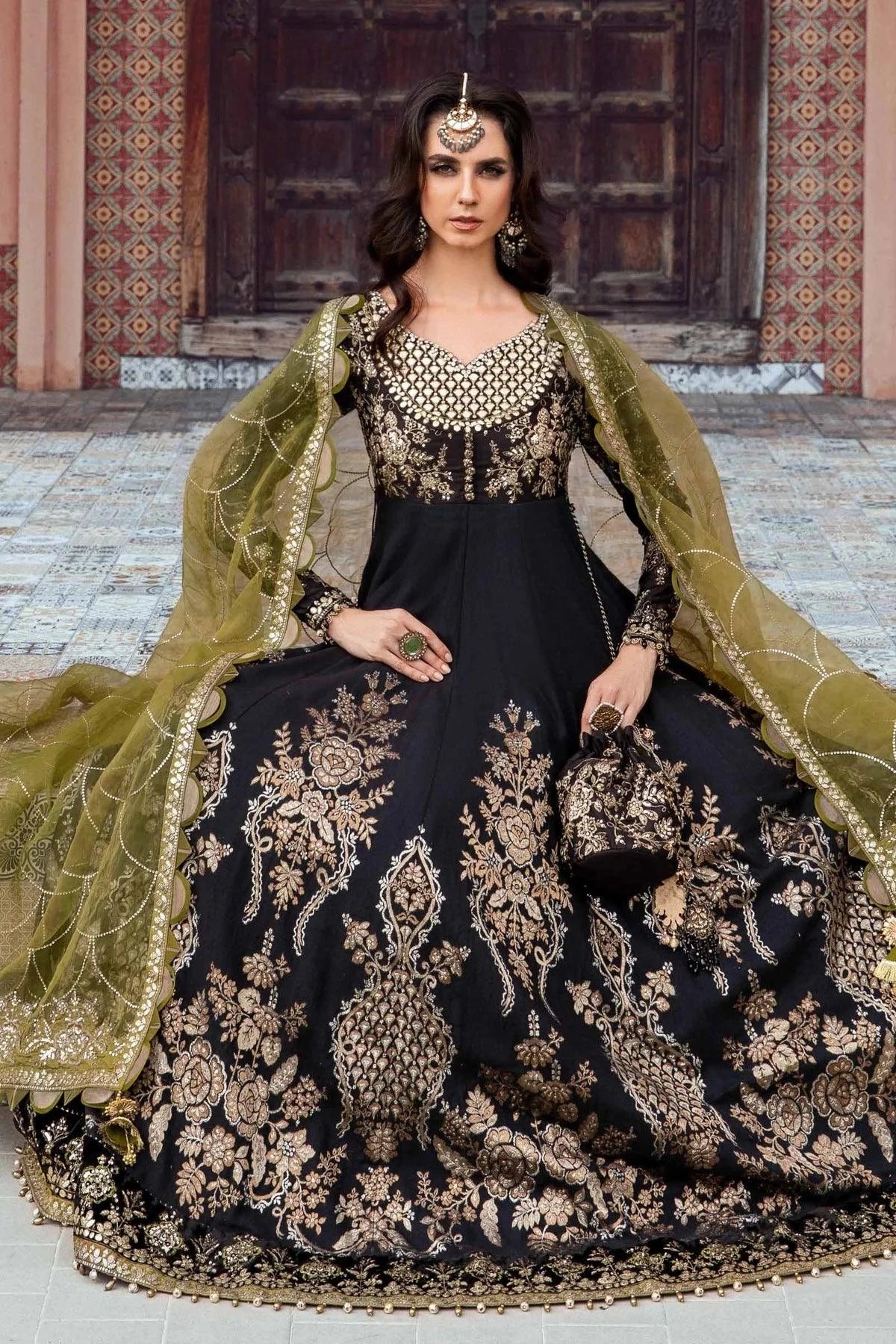 Maria B | Sateen Formals 23 | Black CST-703 - by - Libasekhas UK - Registered Vendor of : Maria B - 100% Original Designer Dresss