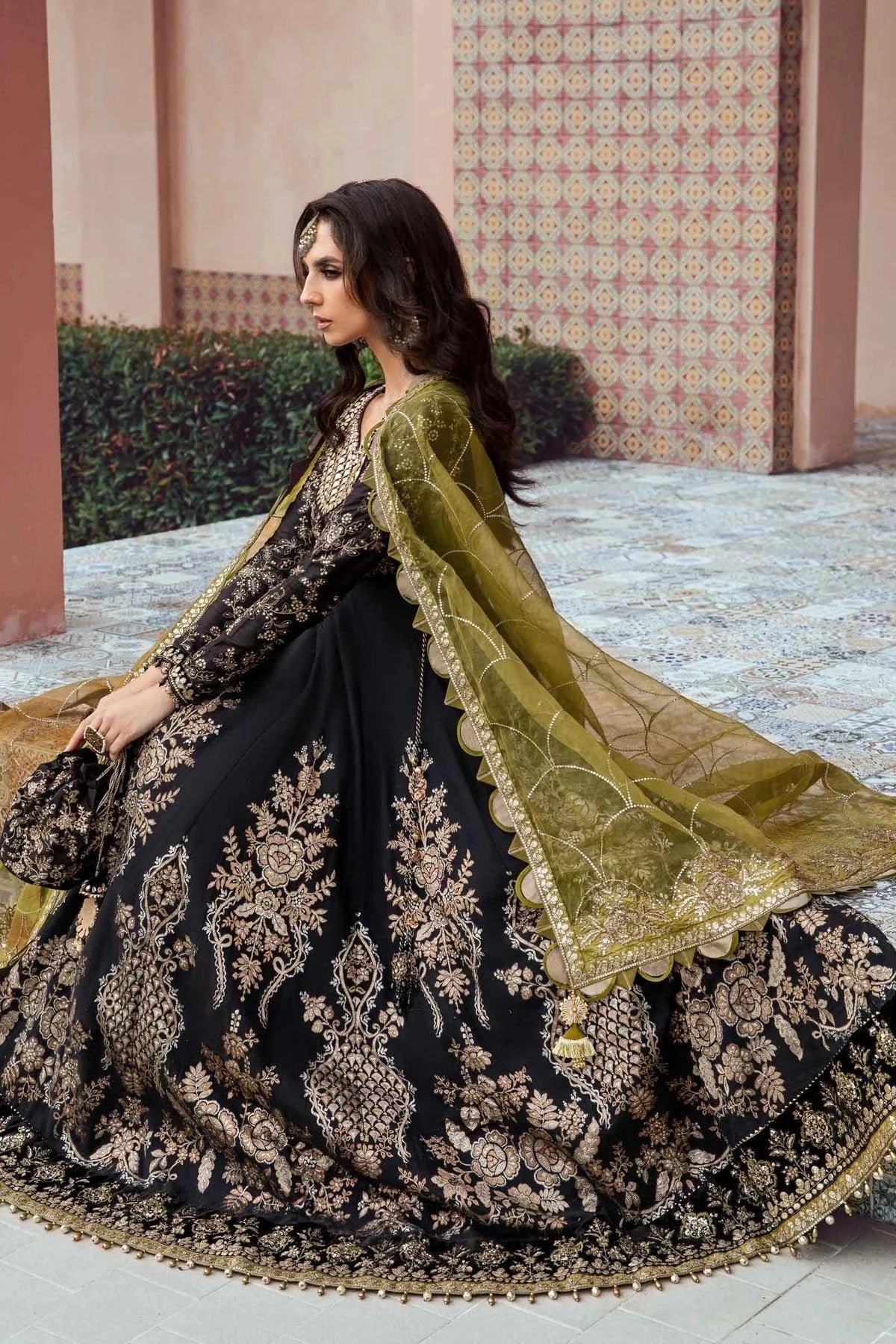 Maria B | Sateen Formals 23 | Black CST-703 - by - Libasekhas UK - Registered Vendor of : Maria B - 100% Original Designer Dresss