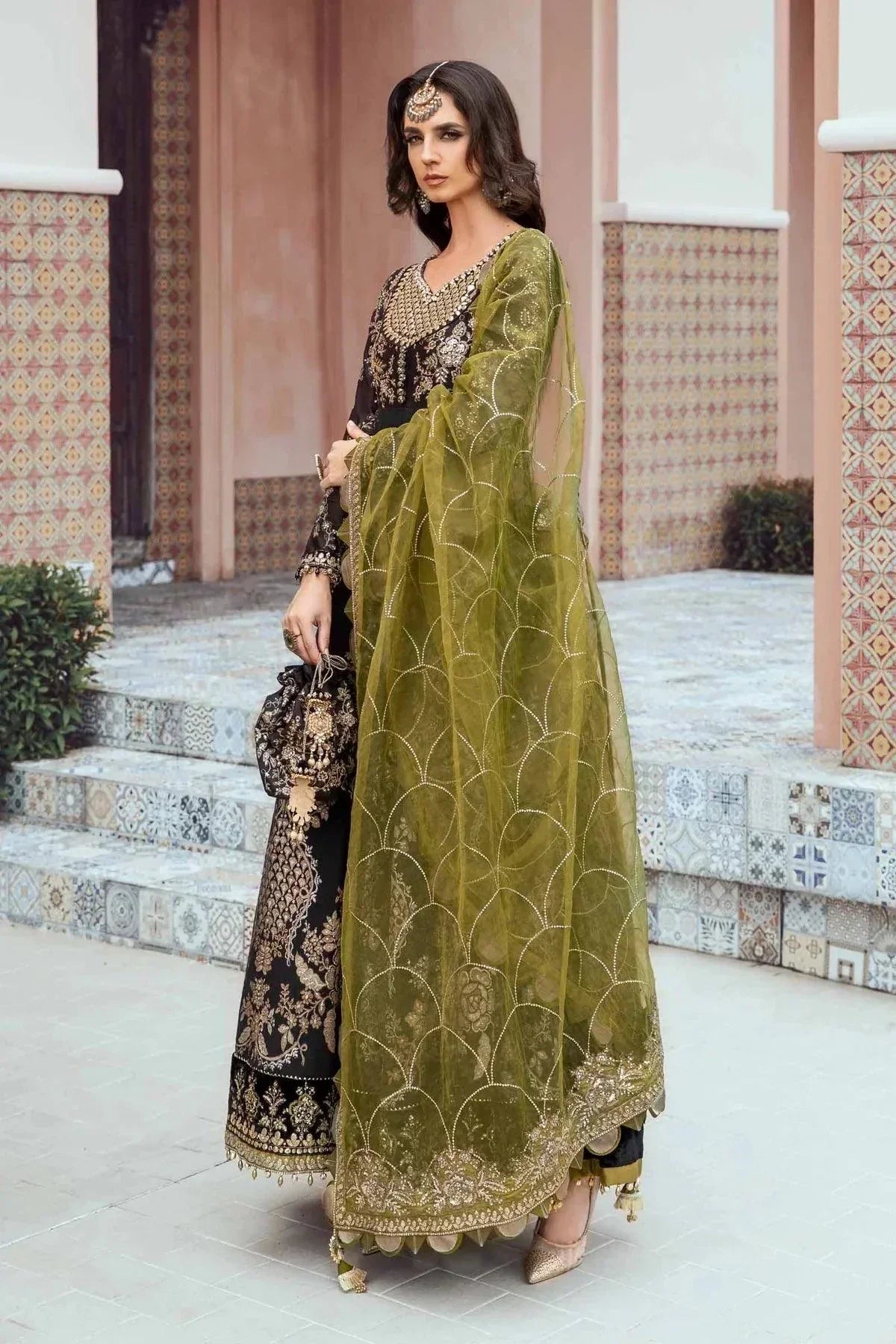 Maria B | Sateen Formals 23 | Black CST-703 - by - Libasekhas UK - Registered Vendor of : Maria B - 100% Original Designer Dresss