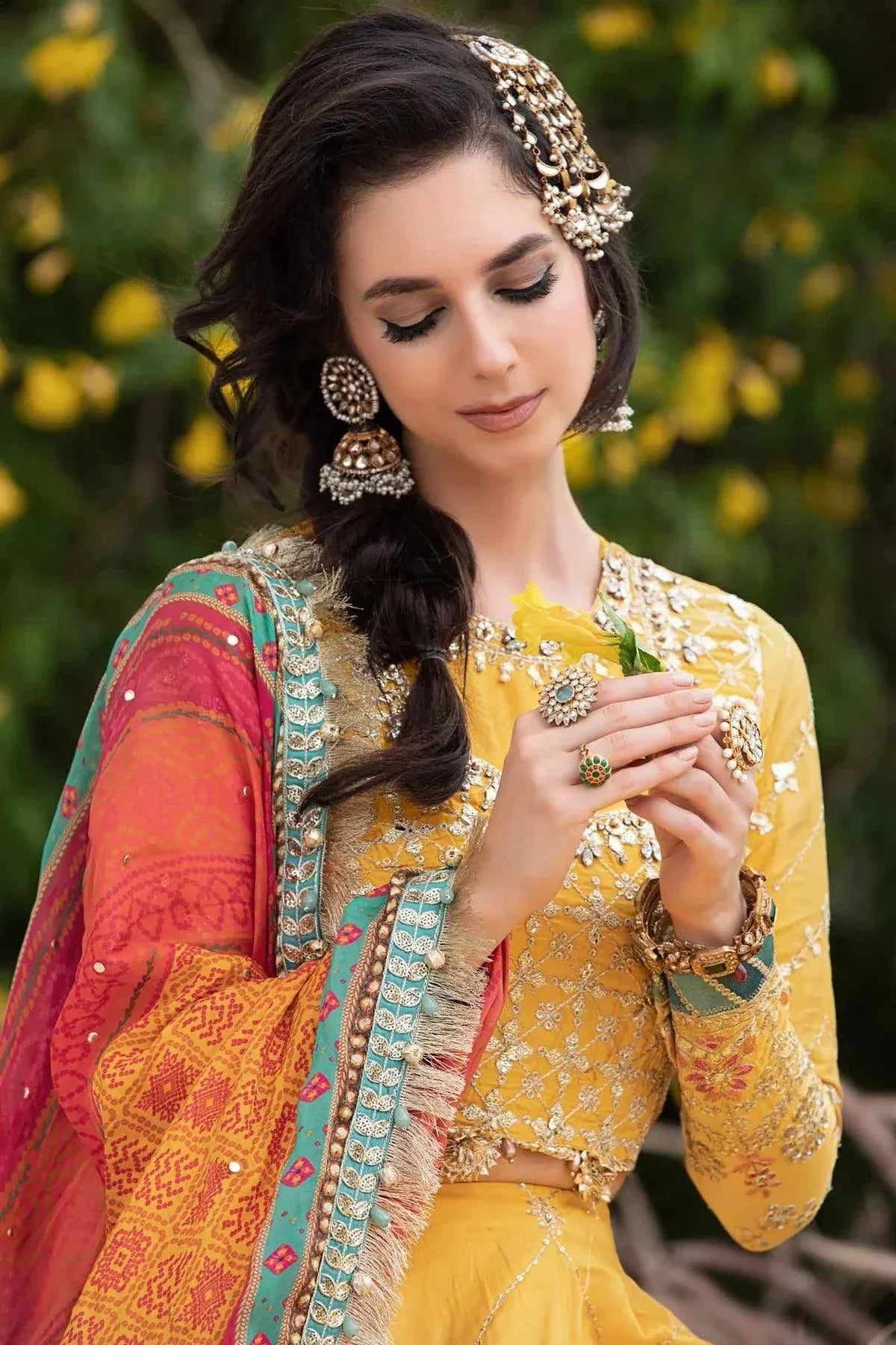 Maria B | Sateen Formals 23 | Yellow CST-705 - by - Libasekhas UK - Registered Vendor of : Maria B - 100% Original Designer Dresss