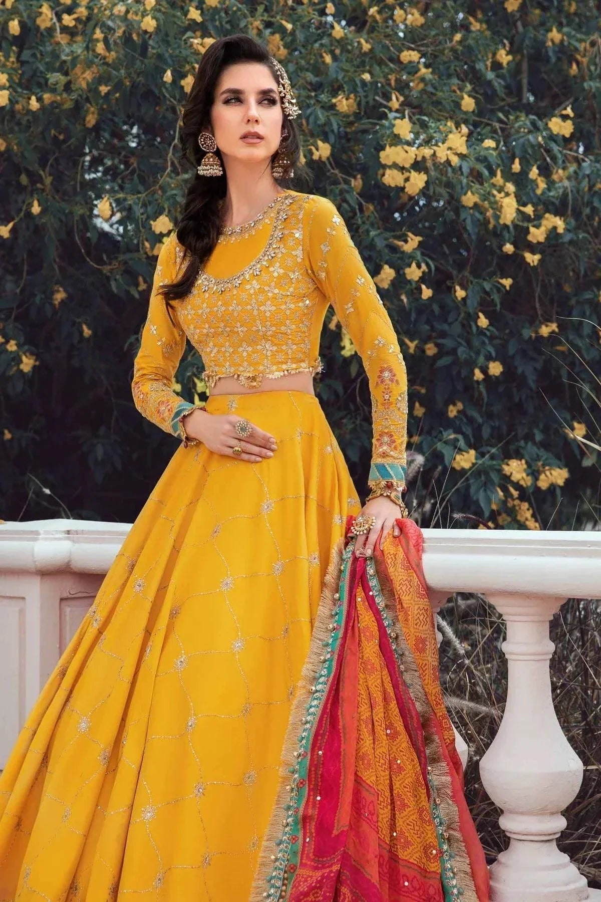 Maria B | Sateen Formals 23 | Yellow CST-705 - by - Libasekhas UK - Registered Vendor of : Maria B - 100% Original Designer Dresss