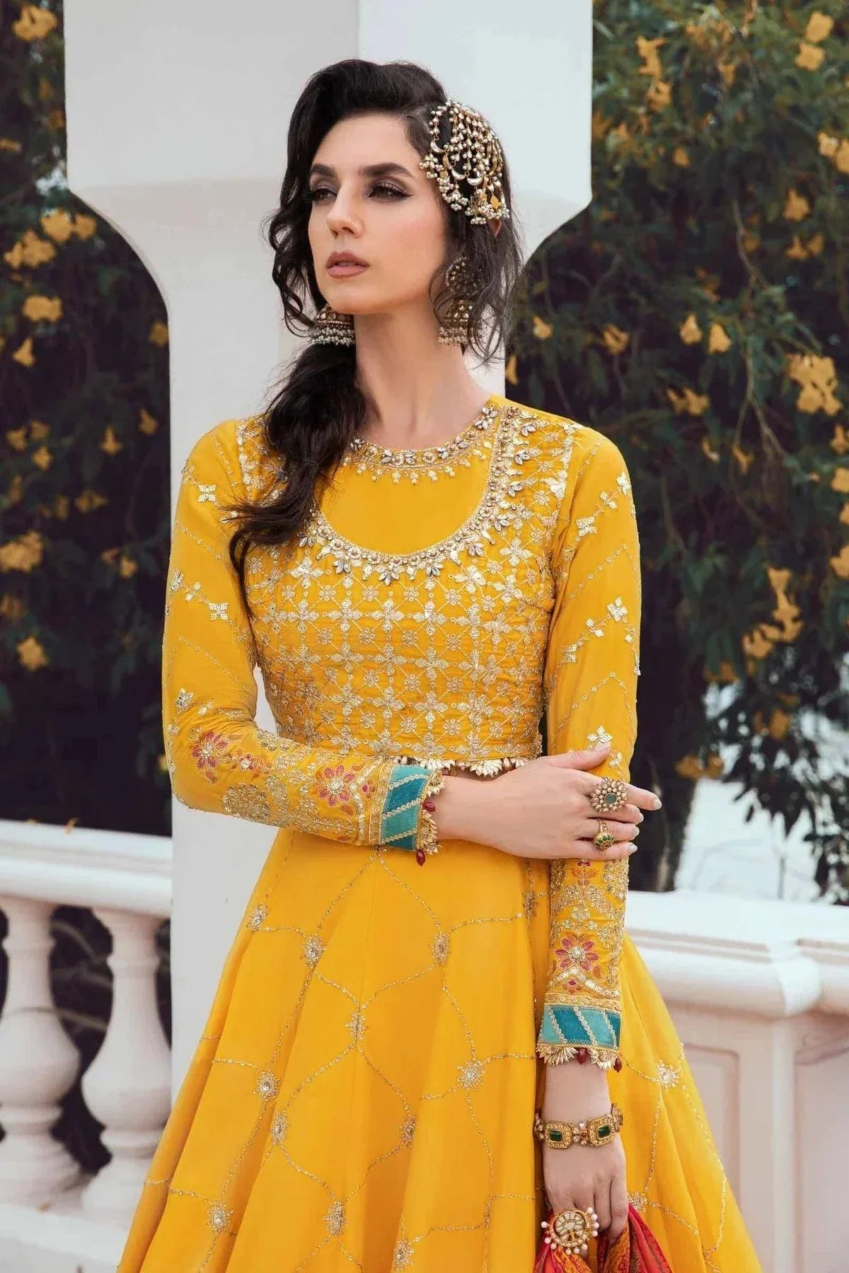 Maria B | Sateen Formals 23 | Yellow CST-705 - by - Libasekhas UK - Registered Vendor of : Maria B - 100% Original Designer Dresss
