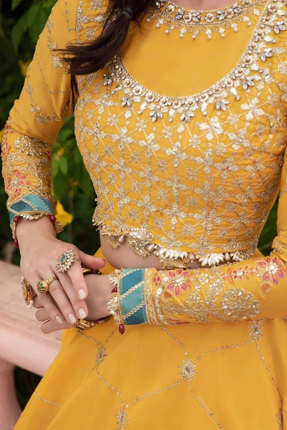 Maria B | Sateen Formals 23 | Yellow CST-705 - by - Libasekhas UK - Registered Vendor of : Maria B - 100% Original Designer Dresss