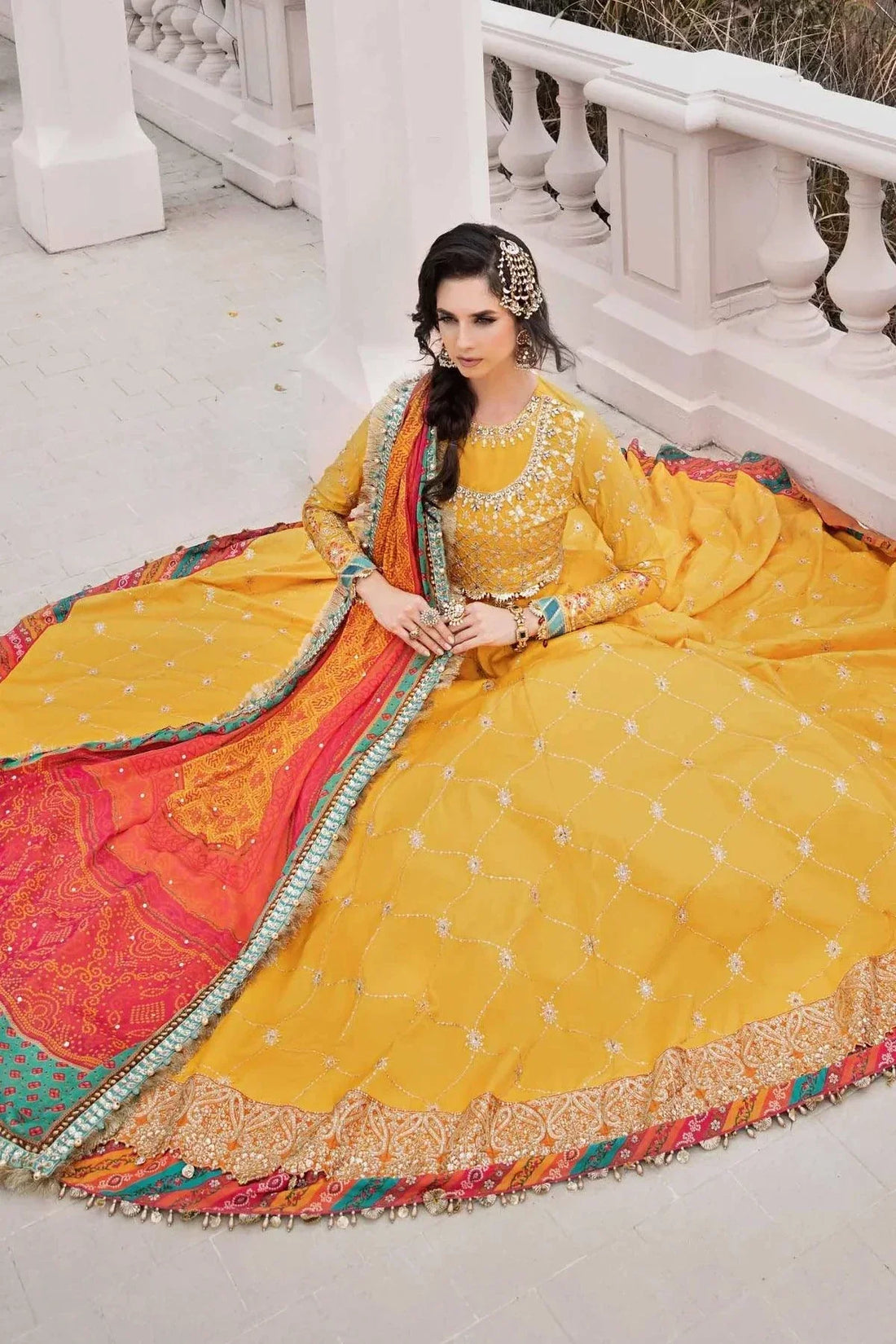 Maria B | Sateen Formals 23 | Yellow CST-705 - by - Libasekhas UK - Registered Vendor of : Maria B - 100% Original Designer Dresss
