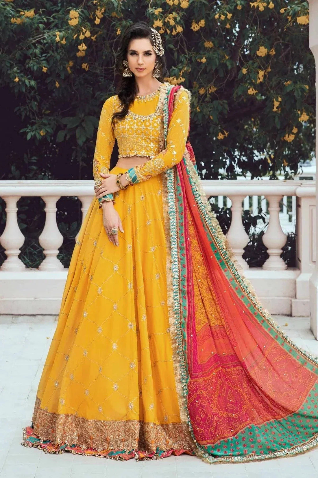 Maria B | Sateen Formals 23 | Yellow CST-705 - by - Libasekhas UK - Registered Vendor of : Maria B - 100% Original Designer Dresss
