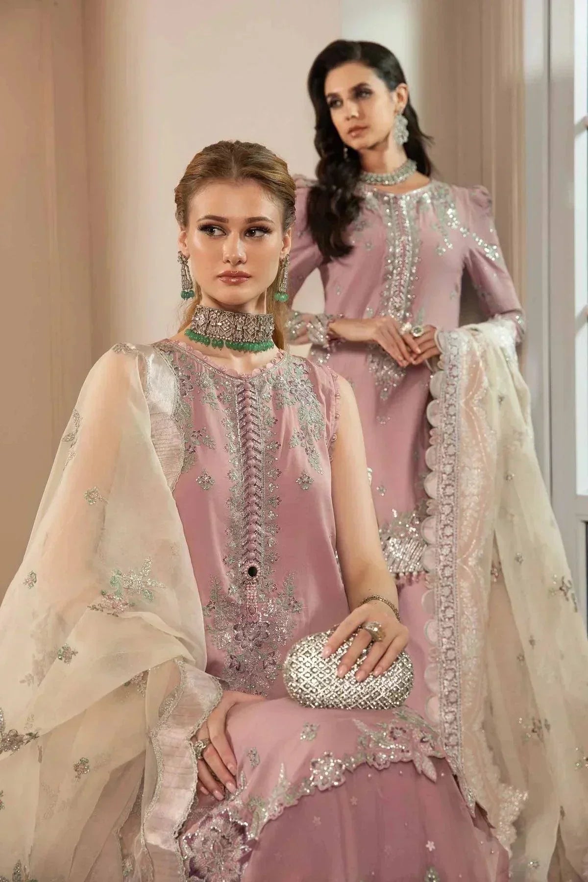 Maria B | Sateen Formals 23 | Mauve CST-706 - by - Libasekhas UK - Registered Vendor of : Maria B - 100% Original Designer Dresss