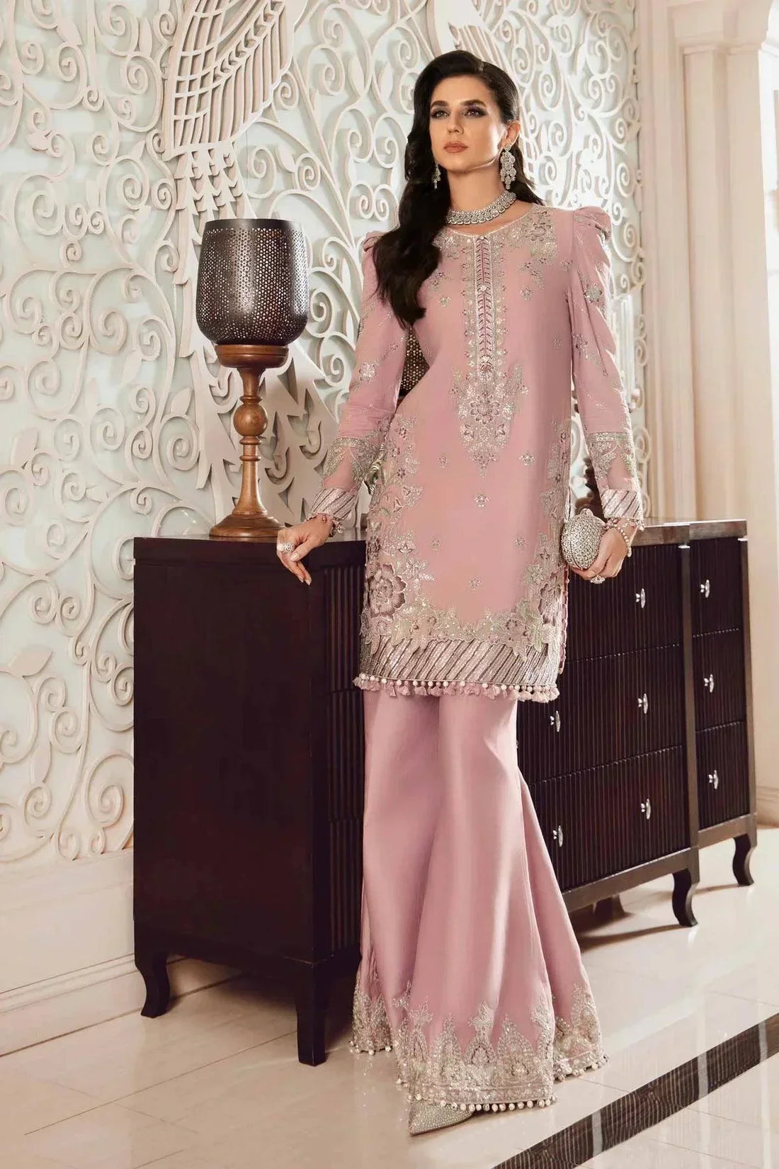 Maria B | Sateen Formals 23 | Mauve CST-706 - by - Libasekhas UK - Registered Vendor of : Maria B - 100% Original Designer Dresss