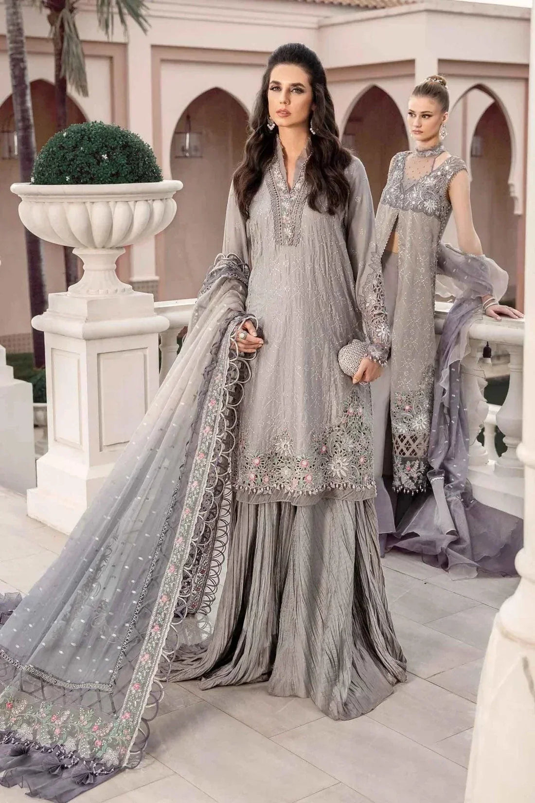 Maria B | Sateen Formals 23 | Grey CST-707 - by - Libasekhas UK - Registered Vendor of : Maria B - 100% Original Designer Dresss