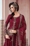 Maria B | Sateen Formals 23 | Maroon CST-708 - by - Libasekhas UK - Registered Vendor of : Maria B - 100% Original Designer Dresss