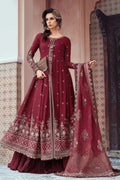 Maria B | Sateen Formals 23 | Maroon CST-708 - by - Libasekhas UK - Registered Vendor of : Maria B - 100% Original Designer Dresss
