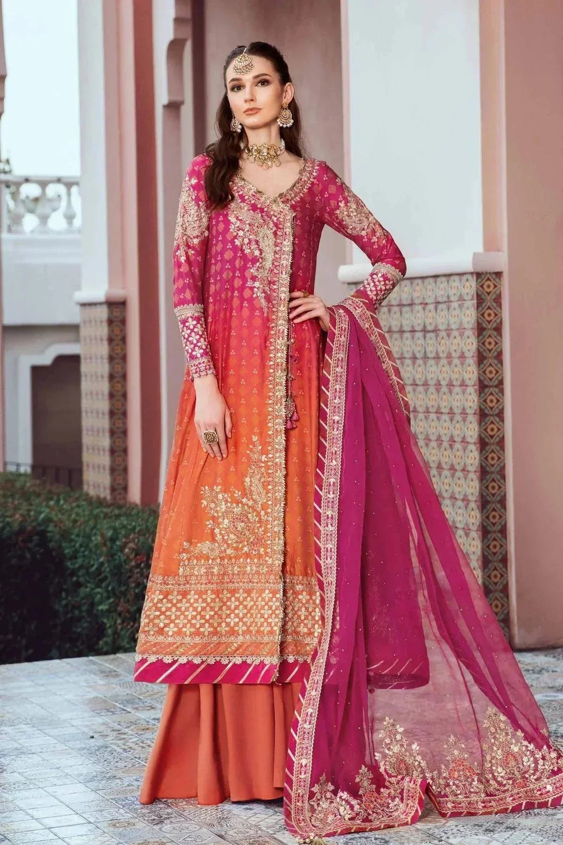 Maria B | Sateen Formals 23 | Fuchsia Pink CST-709 - by - Libasekhas UK - Registered Vendor of : Maria B - 100% Original Designer Dresss