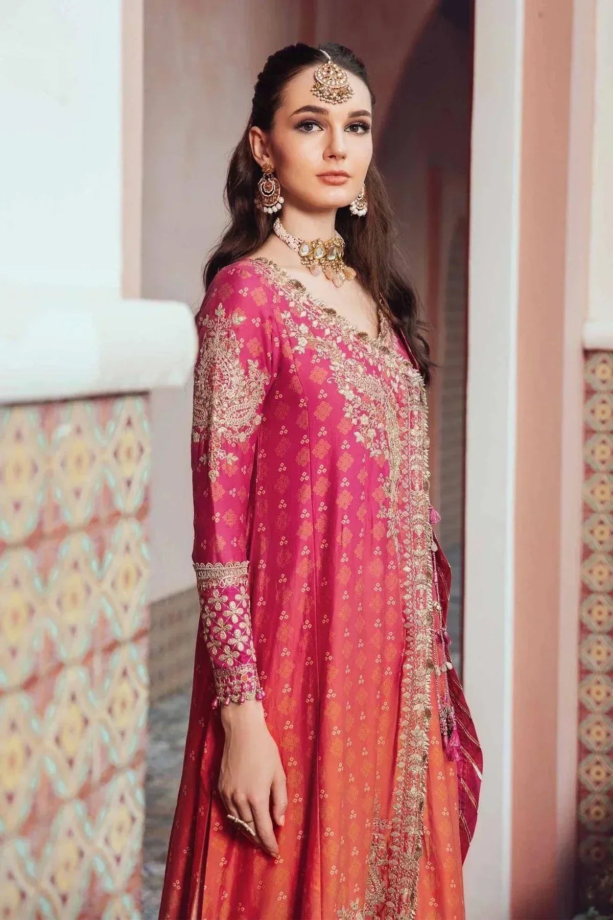 Maria B | Sateen Formals 23 | Fuchsia Pink CST-709 - by - Libasekhas UK - Registered Vendor of : Maria B - 100% Original Designer Dresss