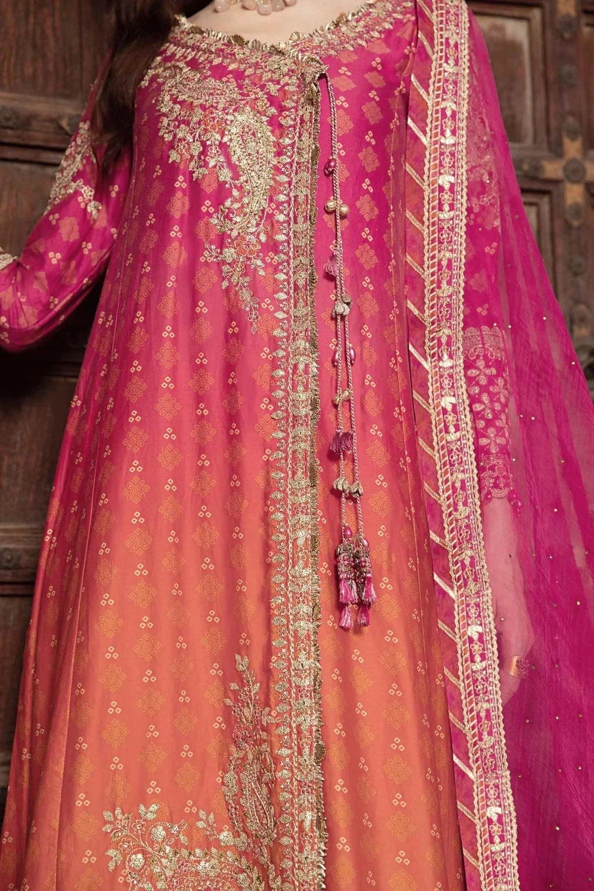 Maria B | Sateen Formals 23 | Fuchsia Pink CST-709 - by - Libasekhas UK - Registered Vendor of : Maria B - 100% Original Designer Dresss